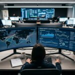 Moderne logistieke control room met data op schermen over de ideale rate management structuur expeditie.