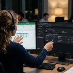 Specialist die zeevrachttarieven verwerken gaat via een Transport Management System voor logistieke administratie.