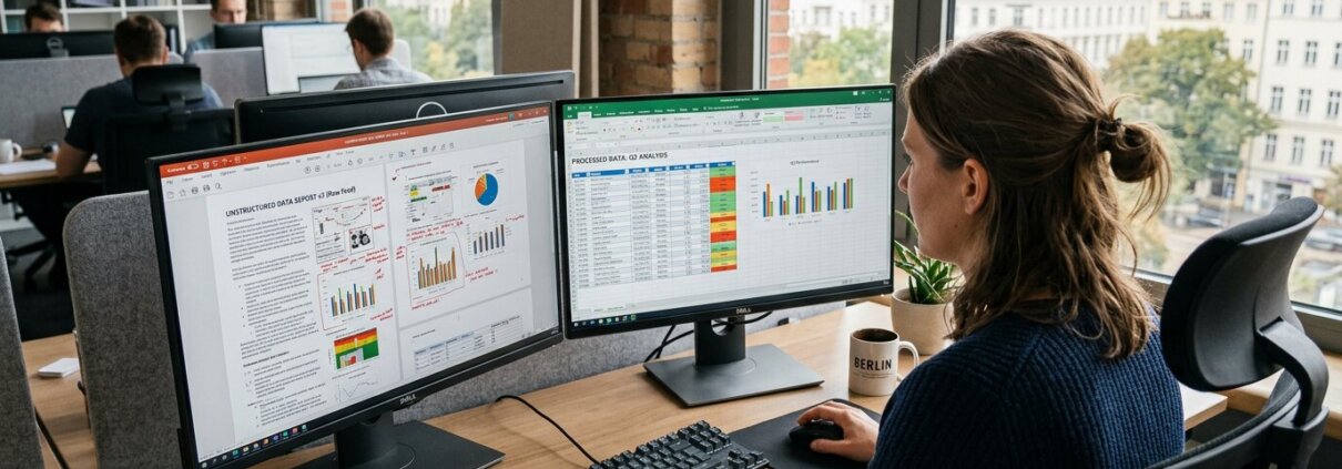 Data specialist verwerkt gefragmenteerde tariefbronnen transport van rommelige PDF naar gestructureerde spreadsheet.