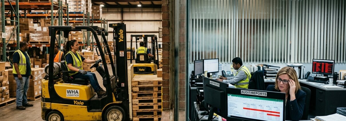 Logistieke medewerkers en accountants met vertraagde facturatie holdingstructuren door fouten in administratie.