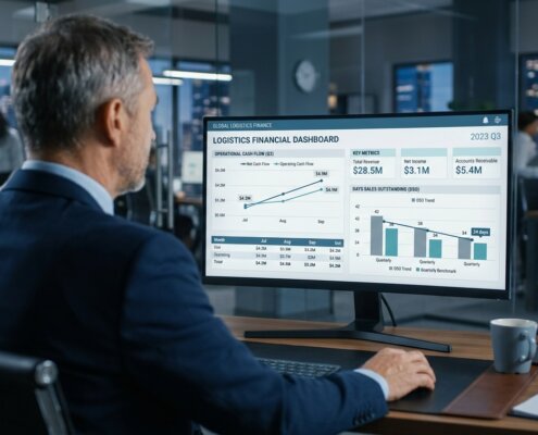 Dashboard met DSO-grafieken in een modern kantoor voor effectieve debiteurenadministratie uitbesteden.