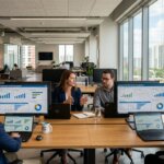 Financiële audit voorbereiding oplossingen: team werkt in modern kantoor aan digitale ISAE-controledossiers.