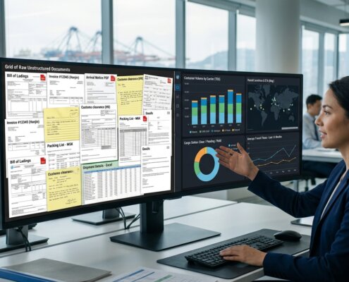 From chaotic logistics PDFs to structured data for consolidating FCL and LCL rates on a digital dashboard.