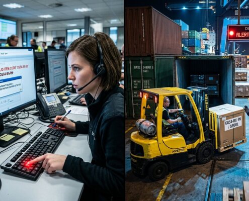 Typfout in ERP-systeem leidt tot cascaderende effecten ERP fouten in de logistieke planning en vrachtverwerking.