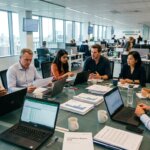 Logistiek team in kantoor bespreekt HS codering automatiseren met AI aan de hand van compliance documenten.