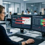 Operational strategist looking at tracking dashboard with red notifications to analyze supply chain alert fatigue.