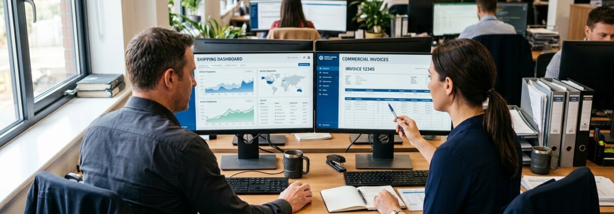 Manager im Export-Backoffice analysieren Dashboards, um eine Verzögerung bei der Legalisierung von Handelsdokumenten zu vermeiden.
